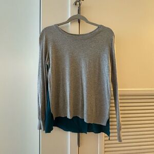 Barneys New York Gray Cashmere and Blue Silk Sweater